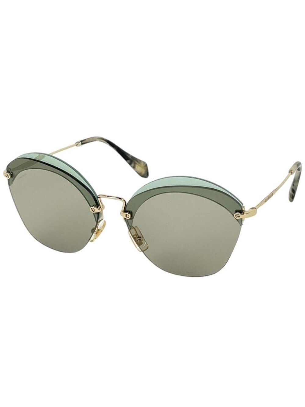 Miu Miu Sunglasses Metal Acetate Gold Brown Eyewear